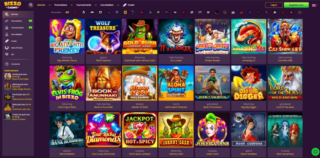 casino games section