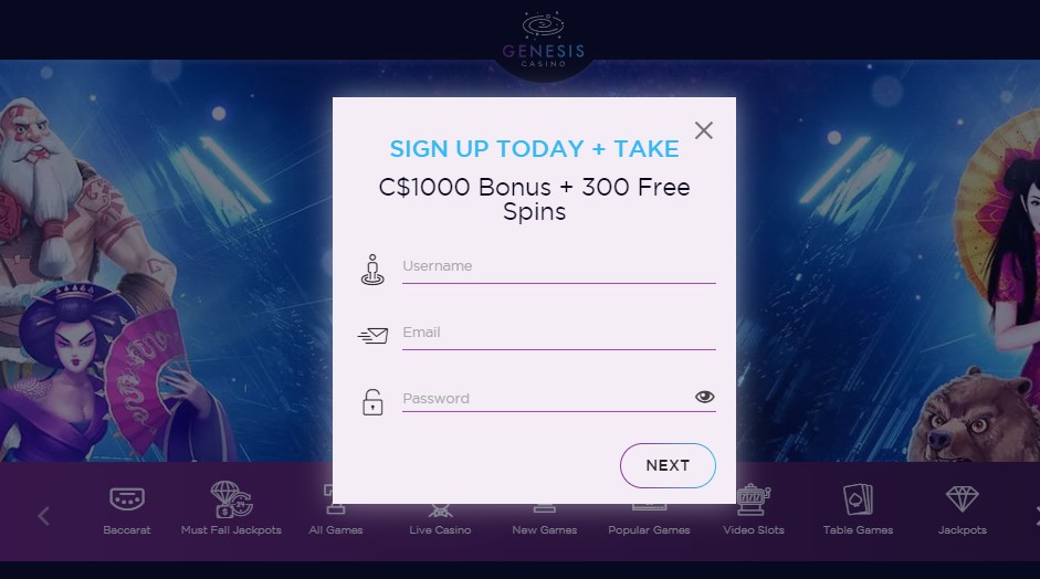 how to sign up at genesis casino