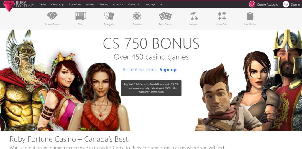 design of rubyfortune casino website